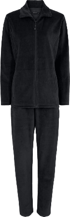 Decoy Pyjamas Set i Bomullsvelour Sovkläder Dam Svart XXL