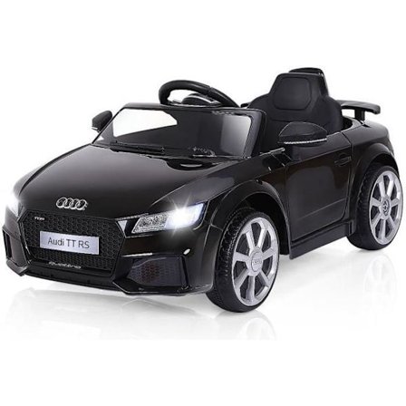 COSTWAY Audi TT RS Elbil til børn 12V Maks. 5 km/t, 2 motorer, 2 døre - 2,4G fjernbetjening, MP3, sorte LED-lys