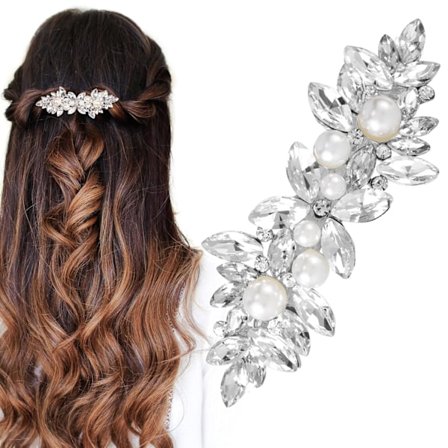 Rhinestone hårklemme glitrende krystalperle spænder fransk bryllup