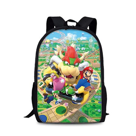 Mario 17-tums Student Ryggsäck Super Mario Skolväska med Stor Kapacitet