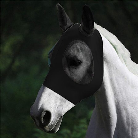 Anti-Fly Mesh Equine Mask Horse Mask Horse Fly Mask med täckt Svart