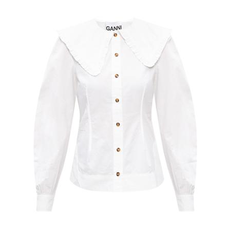 Ganni Shirt With Gathers Hvid, Dame Skjorter
