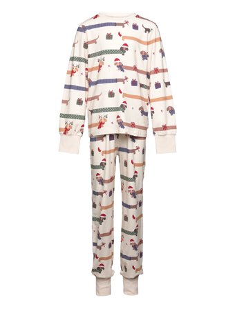 Bamboo Two Piece Pyjamas Santa Dogs Patterned Geggamoja