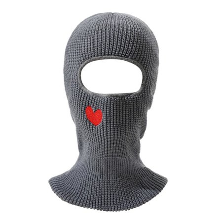 Strikket Balaclava Lue for Studenter Voksen Vindtett Vinterlue Halsbeskyttelse Lue med Broderi Hjerte Hold Varm Sykkel Lue aprikos[D]
