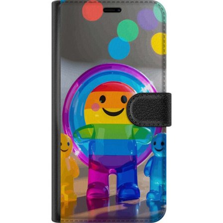 Kompatibelt Lommeboketui til Motorola Edge 50 Fusion Pastellfarget enhjørning med regnbue manke og store øyne i en eventyrlig vintermiljø.