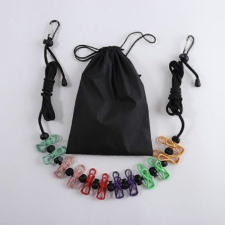 Klädlina, Halkfri Klädlina, Bärbar Reseklädlina, Klädlina med 12 Klädnypor, Campingtillbehör