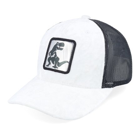 Calza Pennello - Weiss Trucker Cap - Kids Dino Silver Patch Velvet White/Black A-Frame Trucker @ Hatstore