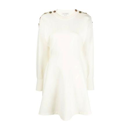 Alexander McQueen Button Knit Mini Kjole Hvid, Dame