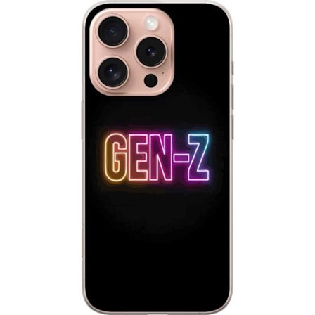 Yhteensopiva Puhelinkuori Apple Apple iPhone 16 Pro Neontext Gen Z värikkäässä valossa tummaa taustaa vasten modernissa digitaalisessa tyyliissä