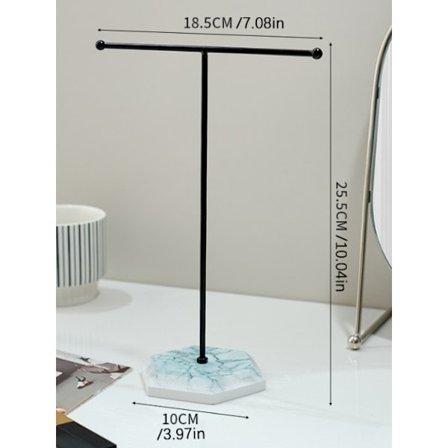 Nordisk stil T-formet halskæde og øreringe displaystativ med aftagelig base til hjemmebrug, armbånd, smykkeopbevaring, hvid/NT/