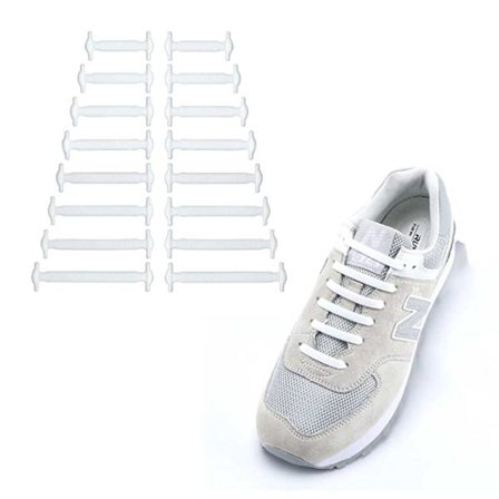 Elastiske snørebånd silikone - for alle slags sko hvide
