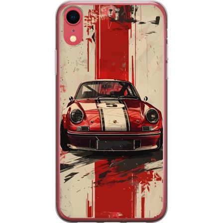 Kompatibel Mobilcover til Apple iPhone XR Klassisk rød racer bil med hvide striber retro sports bil illustration til bilentusiaster og motorsport fan