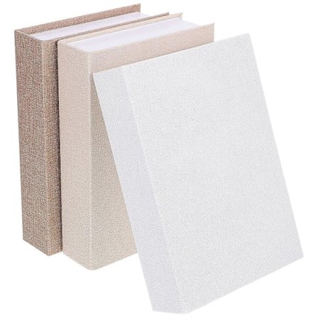 3 stk. Falske Bøker Dekorativ Moderne Bokser Dekorativt Linstoff Sofabord Bok DIY Håndverk