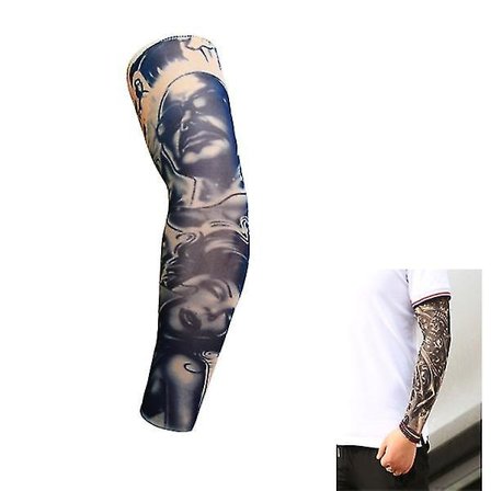 2 st Mode Tatuering Ärmar Sommar Solskydd Cykel Armhandskar Isiga Ärmar