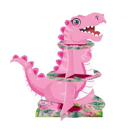 3-vånings Tårtställ med Tecknad Dinosaurie för Kalas, Dessert, Muffins