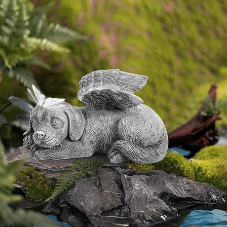 Hundeengel Kjæledyr Minne Gravstein Markering Utskåret Statue, Resin