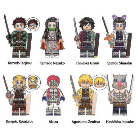 8 st Demon Slayer Series Nezuko Tanjiro Montering Byggklossar Minifigur Combo