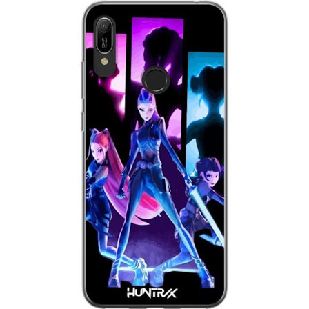 Yhteensopiva Puhelinkuori Huawei Huawei Y6 (2019) Tulevaisuutta ennustava tyttöryhmän kuva, jossa on neonvaloja ja voimakkaita värejä sci-fi-estee