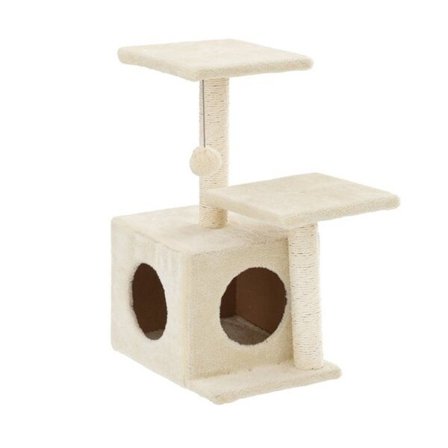 Kissamökki, jossa on alusta, korkeus 57 cm, kolme tasoa, sisal-yksityiskohdat ja lelu