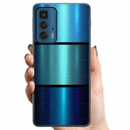 Motorola Edge 20 Pro Tpu Mobilskal Blue Metallic Stripes