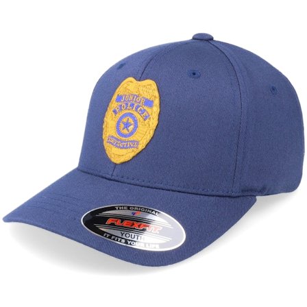 Kinder Kiddo Cap - Blau flexfit Cap - Kinder Junior Police Badge Navy Flexfit @ Hatstore