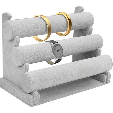 Armbånd Display Stativ/Klokke Stativ - Grå Fløyel Armbånd Holder/Klokke Display Stativ for Menn - Armring Oppbevarings Organiserings Rack