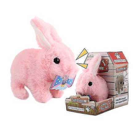 Elektrisk plyschsimuleringsleksak kanin som kan hoppa (rosa)