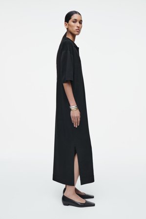 COS Women's Merino Wool Polo Dress in Black