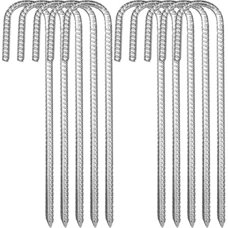 10-pack Markförankringar, Galvaniserat Stål Tältpinnar, J-krok Fästpinnar, 12 Tum Trampolin Tak