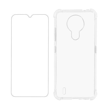 Nokia 1.4 Case + Film - AVIZAR - Pehmeä kotelo ja läpinäkyvä karkaistu lasi