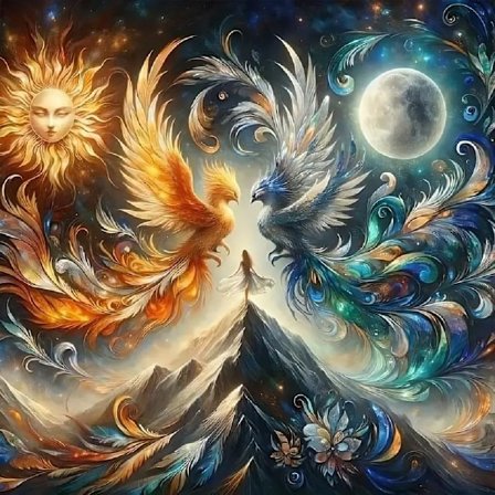 12 x 12 Tommer Phoenix Diamantmaleri Sett for Voksne, 5D Måne Diamantkunst Sett for Nybegynnere, DIY Full Drill Diamantprikker Diamant Edelsten Kunst 