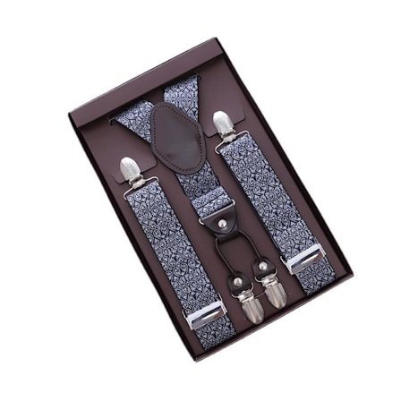 Y-formad hängslen med 4 clips för män, högelastiskt bälte