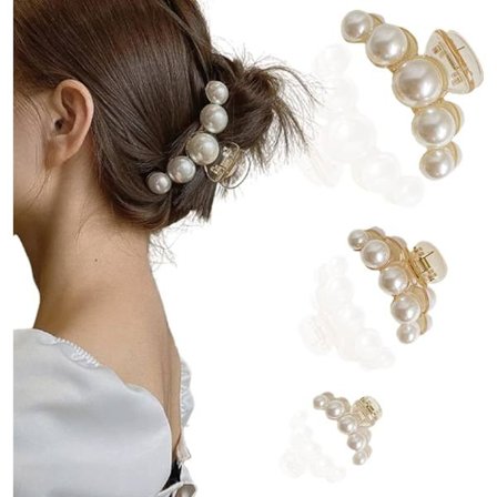 Hårklämmor med Pärlor för Kvinnor, Stor Hårklämma med Pärlor, Stort Hår
