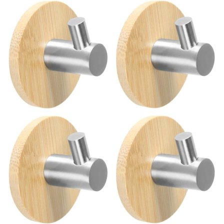 6-delt Badeværelses Håndklædekrog Træ Knagerække Bambus Vægkrog Selvklæbende Krog Badeværelses Håndklædekrog Selvklæbende Dørkrog til Køkken Bad