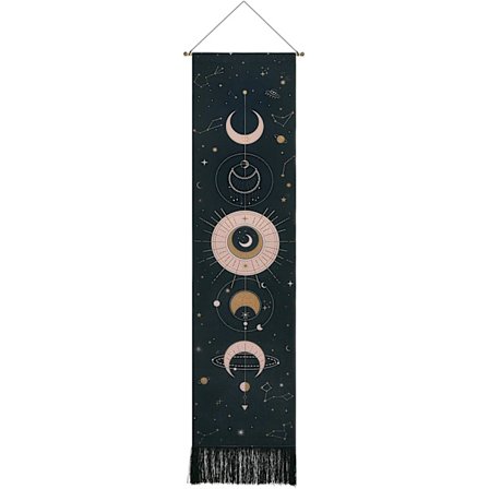 Måntapet Psykedelisk väggbonad Tapestries Heminredning för sovrum 51 x 13 tum (130 x 32 cm), Svart