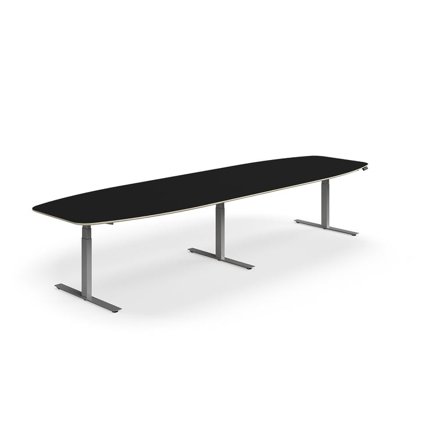 Standing meeting table NOVUS, 4000x1200 mm, silver/black