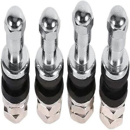 Metalliset pultattavat venttiilivarret - Korkeapaineiset rengasventtiilit (Musta/Hopea/Kulta, 4 kpl)