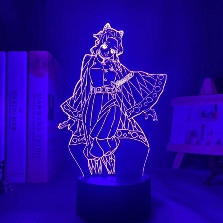Demon Slayer Shinobu Kochou Lampe Anime Lys 3D LED Natlys 16 Farveskiftende Bordlampe til Hjemmeindretning Dekorativ Julegave Ch