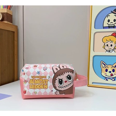 Labub Handbag, Small Square Bag, Portable Makeup Bag for Women, Large Capacity Skincare Travel Bag, Storage Bag