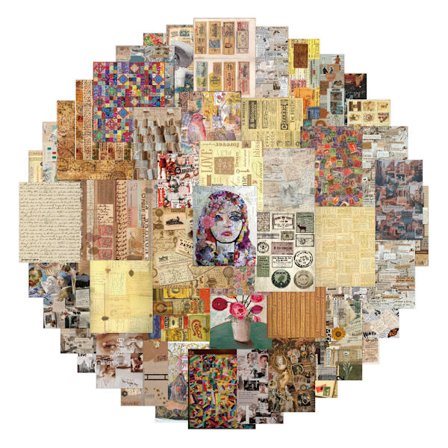 54 st Vintage Scrapbook Papper Journal Scrapbook Tillbehör Kit Estetisk Dekor