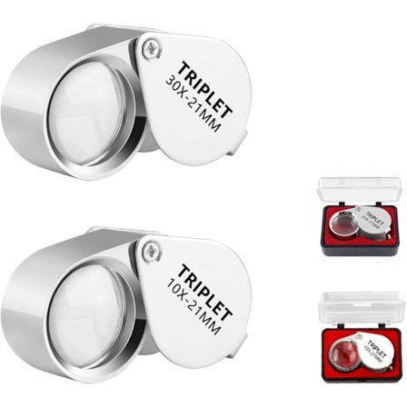 Korujen Suurennuslasi 10X ja 30X, Kokoontaitettava Kädessä Pidettävä Jalokivikauppiaan Luuppi Korujen Tunnistamiseen