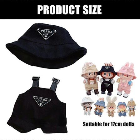 Dockkläderset för 15-17 cm dockor inklusive svart bucket hat och overall för utklädningslek docktillbehör brun brun brun brun brun