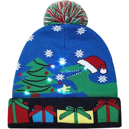 Unisex Grimme Lysende Jule Strik Hue Farverige Led Familie Julefrokost Ferie Huer