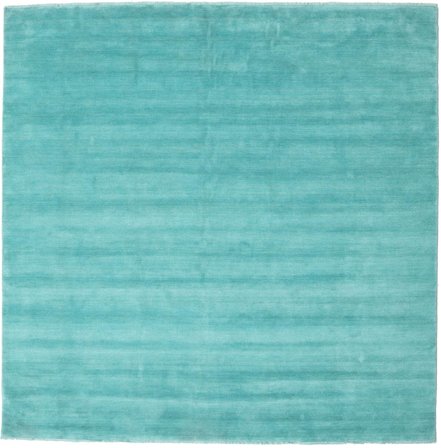 Villamatto Yksivärinen Handloom Fringes Turquoise Neliö Matto Suuri Matto