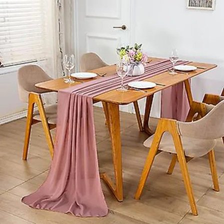 Pöytäliina sifonki, 70 x 300 cm, Dusty Pink, Pestävä, Pöytäkoriste, Häät, Tumma Roosa (70*300CM) [CO]