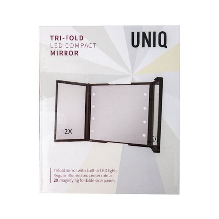 UNIQ Vanity Tri-fold Makeup Spegel med LED ljus, svart