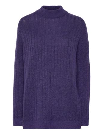 Slfmaline Ls Knit High Neck Noos Tops Knitwear Jumpers Purple Selected Femme