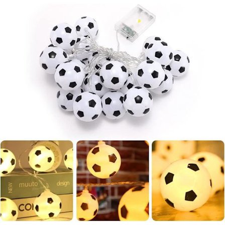 Fotbollsslinga Ljus LED Fotbollsslinga Ljus 1,5M Batteridriven Fotbollsformad Ljusslinga för Fotbollstema Fest