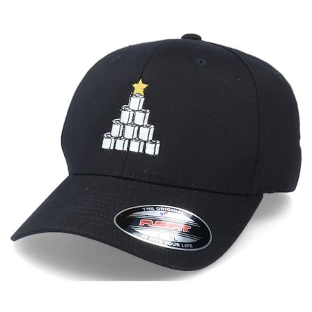Ho-Ho-Hats - Schwarz Flexfit Cap - Toilet Paper Christmas Tree Black Flexfit - Iconic @ Hatstore