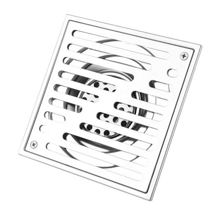 Fyrkantigt golvbrunn i rostfritt stål, luktsäker duschbrunnsdörr för badrum, stor diameter (150 mm)